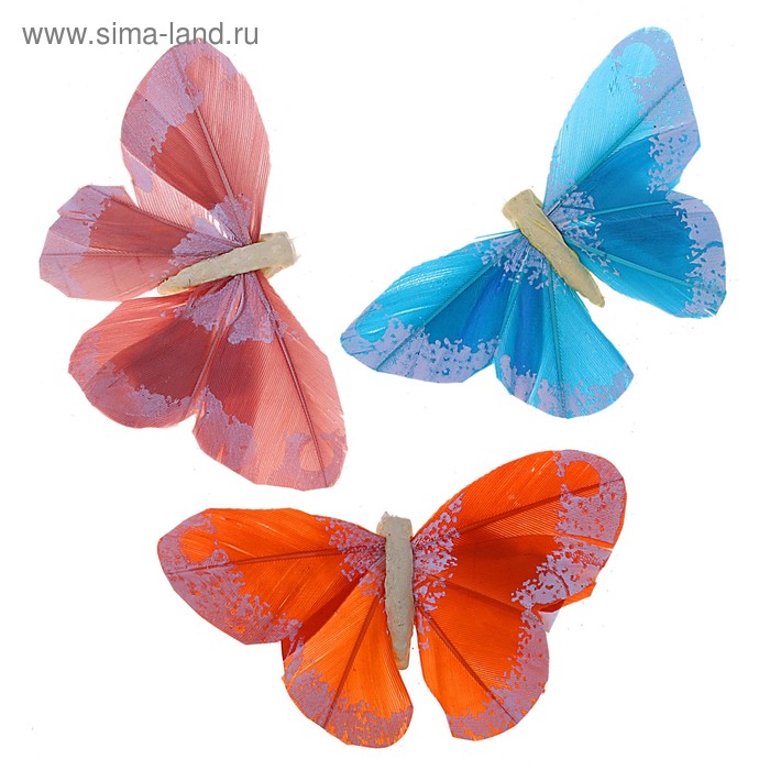 Магнит "Бабочка, перо белоснежный пух" 8 см - Фото 1