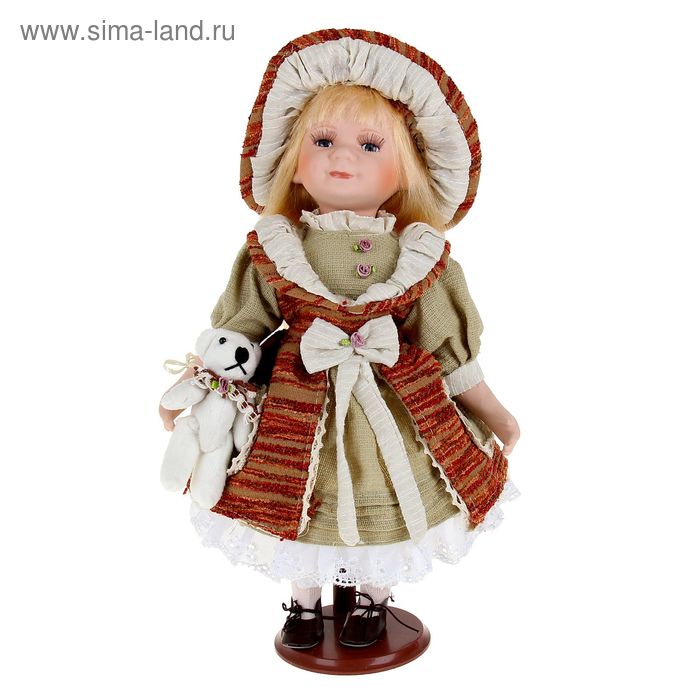 Кукла коллекционная керамика "Наташка с мишкой" 40 см - Фото 1