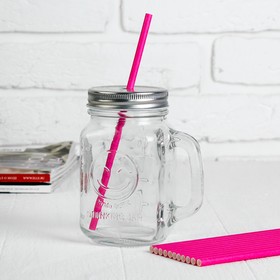 Трубочки для коктейля, набор 12 шт., ярко-розовая (комплект 3 шт)