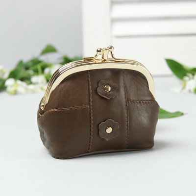 Косметичка-фермуар, натуральная кожа, 2 отдела на фермуаре, цвет оливковый