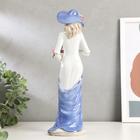 Сувенир керамика "Девушка в голубом платье и в шляпе с розами в руках" 30,5х11х10 см - Фото 3