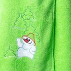 Килт женский для бани и сауны, цвет зелёный вышивка Снеговик, размер 80х150±2 см, махра 300г/м 100% хлопок - Фото 3