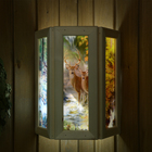 Абажур деревянный "Олени" со вставками из стекла с УФ печатью, 33х29х16см - фото 318091033