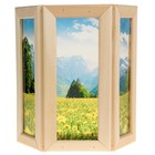 Абажур деревянный "Одуванчики" со вставками из стекла с УФ печатью, 33х29х12см - фото 20831871