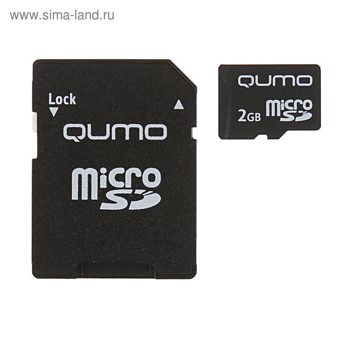 Карта памяти Qumo microSD, 2 Гб, с адаптером SD - Фото 1
