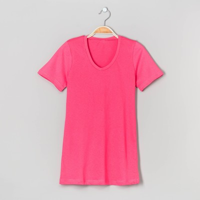 Футболка женская с V- образным вырезом однотонная, цвет розовый, размер 2XL
