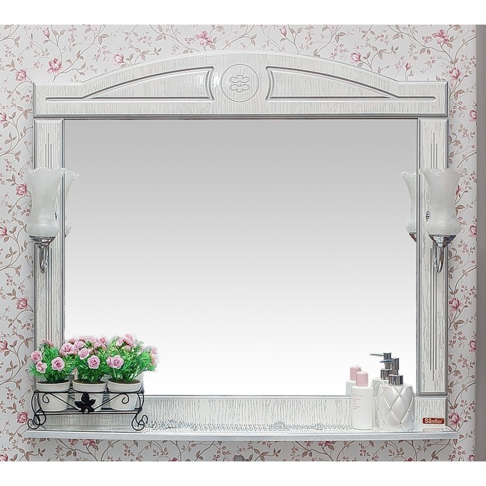 Зеркало Sanflor «Адель 100», цвет белый/патина серебро