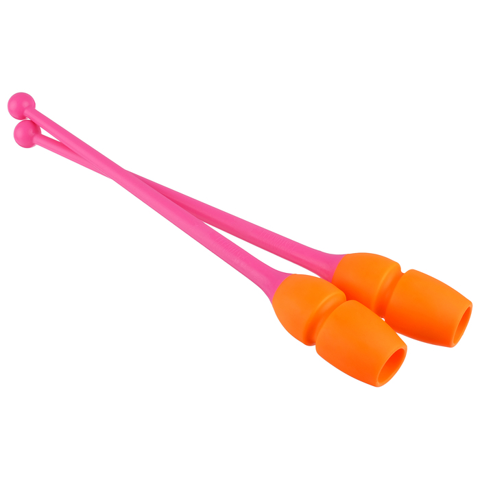 Булавы гимнастические двухцветные сборные PASTORELLI MASHA, длина 40,5 см, FIG, цвет розовый/оранжевый - фото 1789074