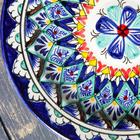 Тарелка узбекская Риштанская Керамика «Цветы», d=17 см, керамика, синяя - Фото 3