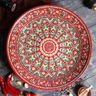 Ляган Риштанская Керамика "Цветы", 41 см, красный - фото 4246019