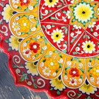 Ляган Риштанская Керамика "Цветы", 32 см, красный, рифлённый - фото 4246023