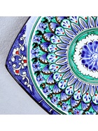 Ляган узбекский Риштанская Керамика «Узоры», 25×4.5 см, квадратный, синий - Фото 6