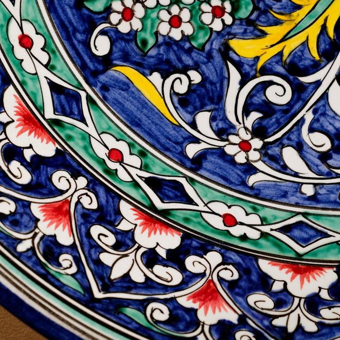 Ляган Риштанская Керамика "Цветы", 33 см, синий - фото 1905482882