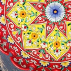 Ляган Риштанская Керамика "Цветы", 31 см, красный, рифлённый - фото 4246040