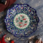 Фруктовница Риштанская Керамика "Цветы", 33 см, синяя - фото 4246045