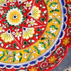 Ляган Риштанская Керамика "Цветы", 32 см, красный, рифлённый - фото 4246054