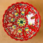 Фруктовница Риштанская Керамика "Цветы", 23 см, красная - Фото 6