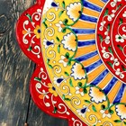 Ляган Риштанская Керамика "Цветы", 42 см, красный, рифлённый - фото 4246069