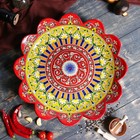 Ляган Риштанская Керамика "Цветы", 42 см, красный, рифлённый - фото 4246071