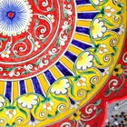 Ляган Риштанская Керамика "Цветы", 42 см, красный, рифлённый - фото 4246072