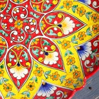 Ляган Риштанская Керамика "Цветы", 32 см, красный, рифлённый - фото 4246094