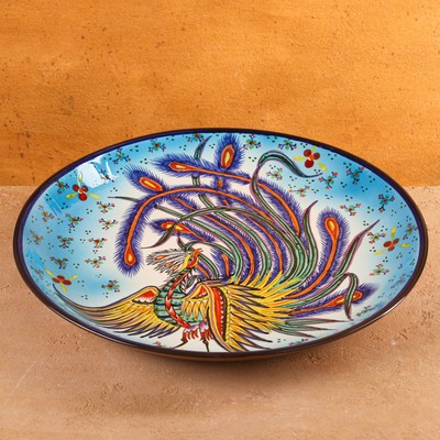 Ляган узбекский Риштанская Керамика «Жар-птица», d=37 см, разноцветный