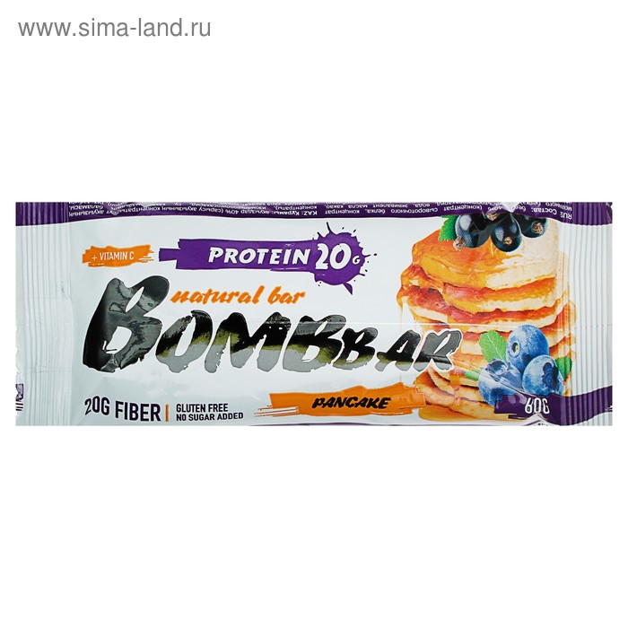 Протеиновый батончик BOMBBAR, смородиново-черничный панкейк, 60 г - Фото 1