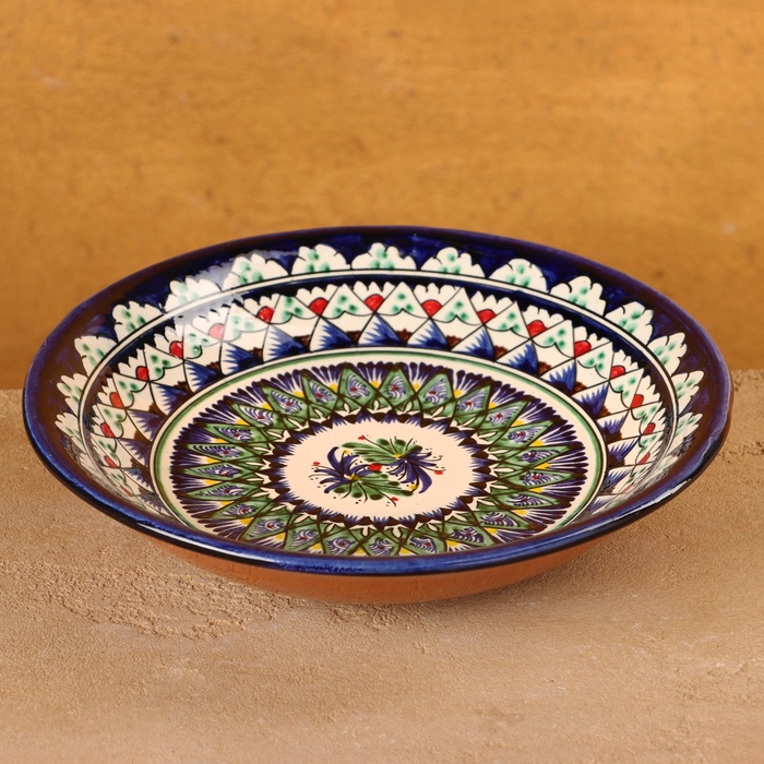 Тарелка узбекская Риштанская Керамика «Узоры», d=20 см, синяя, узор МИКС - Фото 1