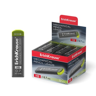 Набор грифелей для механических карандашей 20 штук ErichKrause «Megapolis Concept», НВ, грифель d=0.7 мм, пластиковый корпус