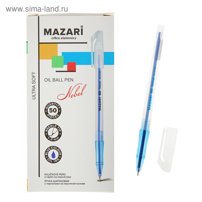 Ручка шариковая Mazari Nebel Ultra Soft, 1.0 мм, синяя, на масляной основе