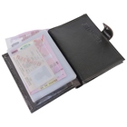 Обложка для автодокументов да кнопке, отдел для паспорта, купюр, цвет коричневый - Фото 2