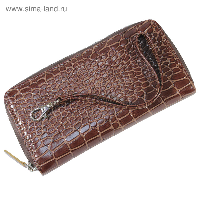 Кошелек женские кошельки,молния н/к, коричневый светлый крокодил Пр956-204 - Фото 1