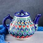 Чайник Риштанская Керамика "Узоры", 1600 мл, синий микс - фото 8691523