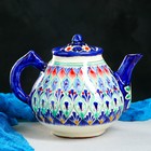 Чайник Риштанская Керамика "Узоры", 1600 мл, синий микс - фото 8691527