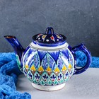 Чайник Риштанская Керамика "Узоры", 1000 мл, синий - Фото 2