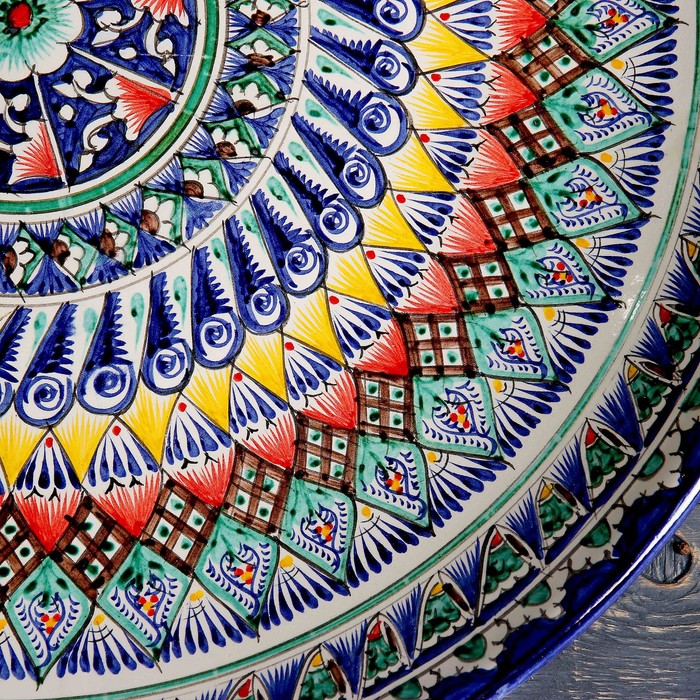 Ляган Риштанская Керамика "Узоры", 55 см, синий - фото 1905483203