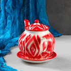 Набор чайный Риштанская керамика "Атлас", 9 предметов (чайник-0,8л,пиалы-0,5/0,3л) - Фото 3