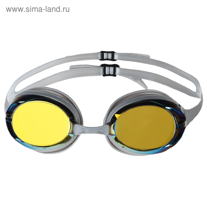 Очки для плавания FASHY Power Mirror Pioneer, жёлтые зеркальные линзы, регулируемая переносица, цвет серый - Фото 1
