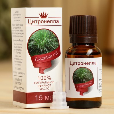 Эфирное масло «Цитронелла» 15 мл, флакон-капельница, аннотация, репеллент