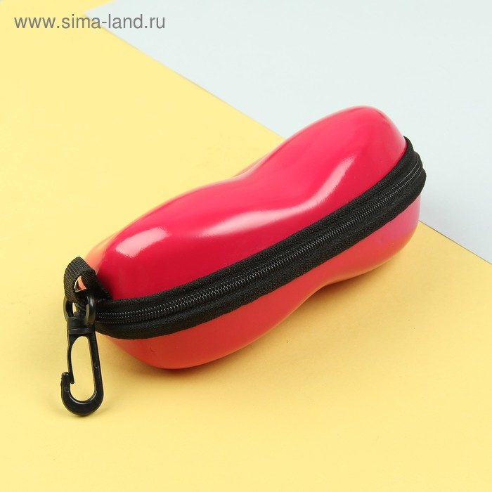 Футляр для очков, отдел на молнии, с карабином, цвет малиновый - Фото 1