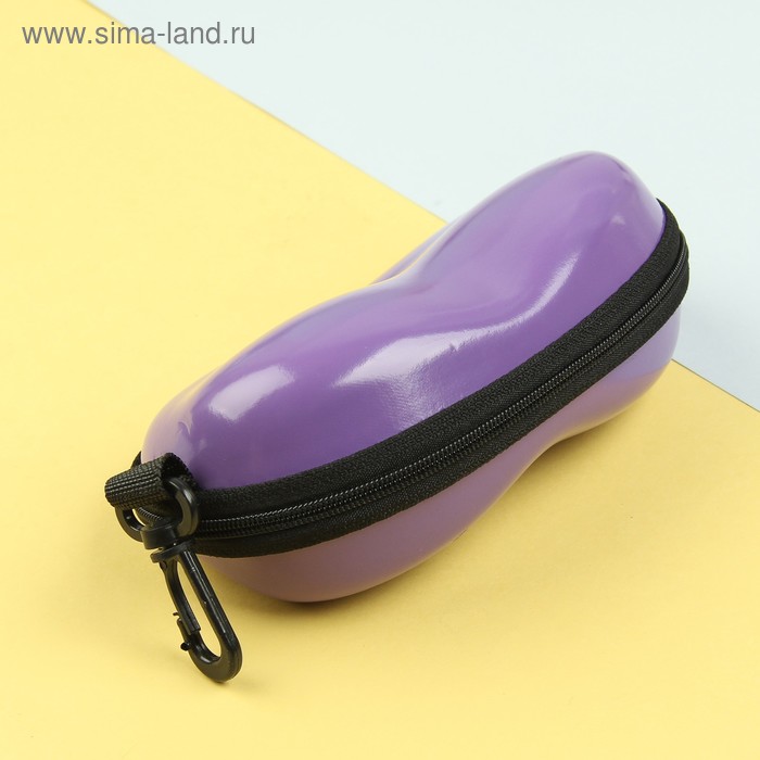 Футляр для очков, отдел на молнии, с карабином, цвет фиолетовый - Фото 1