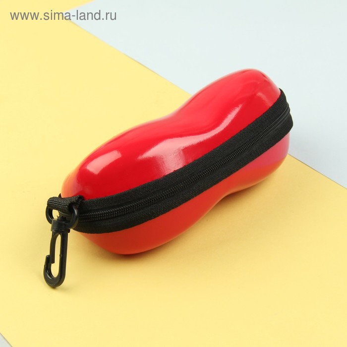 Футляр для очков, отдел на молнии, с карабином, цвет красный - Фото 1