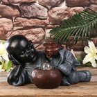 Фонтан настольный полистоун свет "Маленький Будда и чайная церемония" 21х27х26 см - фото 2055246