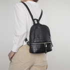 Рюкзак молодёжный, 2 отдела на молниях, наружный карман, цвет чёрный - Фото 1