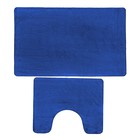 Набор ковриков для ванной и туалета Доляна «Тень», 2 шт: 40×50, 50×80 см, цвет синий - Фото 1