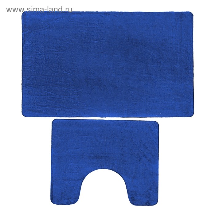 Набор ковриков для ванной и туалета Доляна «Тень», 2 шт: 40×50, 50×80 см, цвет синий - Фото 1