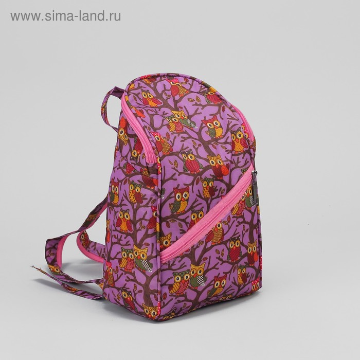 Рюкзак молодёжный "Совы", отдел на молнии, наружный карман, цвет розовый - Фото 1