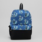 Рюкзак молодёжный, отдел на молнии, 2 наружных кармана, 2 боковые сетки, цвет чёрный/голубой - Фото 2