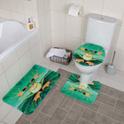 Набор ковриков для ванной и туалета Доляна «Лягушонок», 3 шт: 37×42, 40×45, 45×75 см - фото 8692089