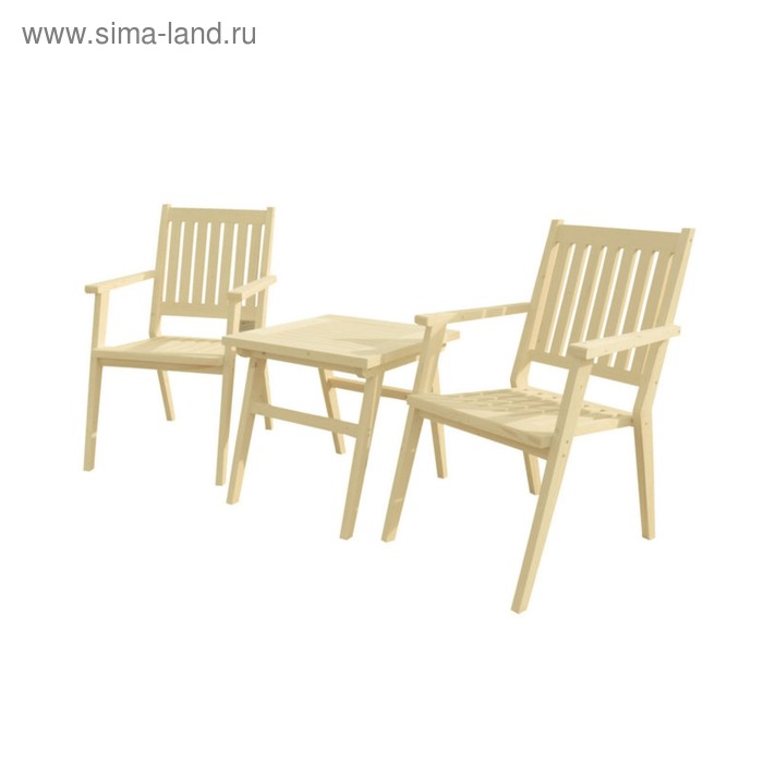 Набор мебели, 3 предмета: столик, 2 кресла, дерево - Фото 1